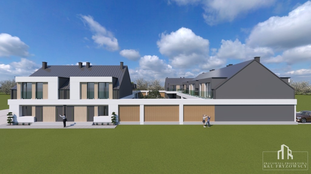 Green Park – bliźniak, szeroka perspektywa elewacji frontowej