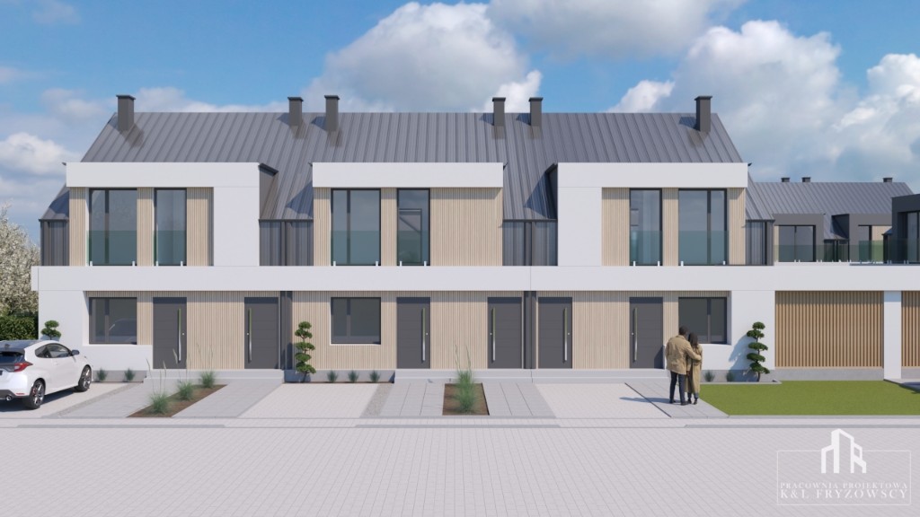 Green Park – elewacja frontowa budynku 6-lokalowego, bliski kadr