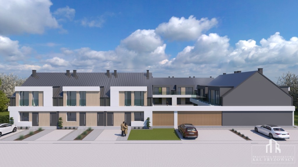 Green Park – elewacja frontowa budynku 6-lokalowego, perspektywa środkowa