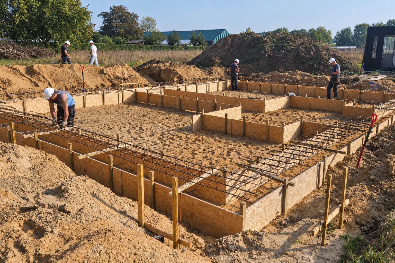 Szalunki i zbrojenie fundamentów — Green Park w Słubicach