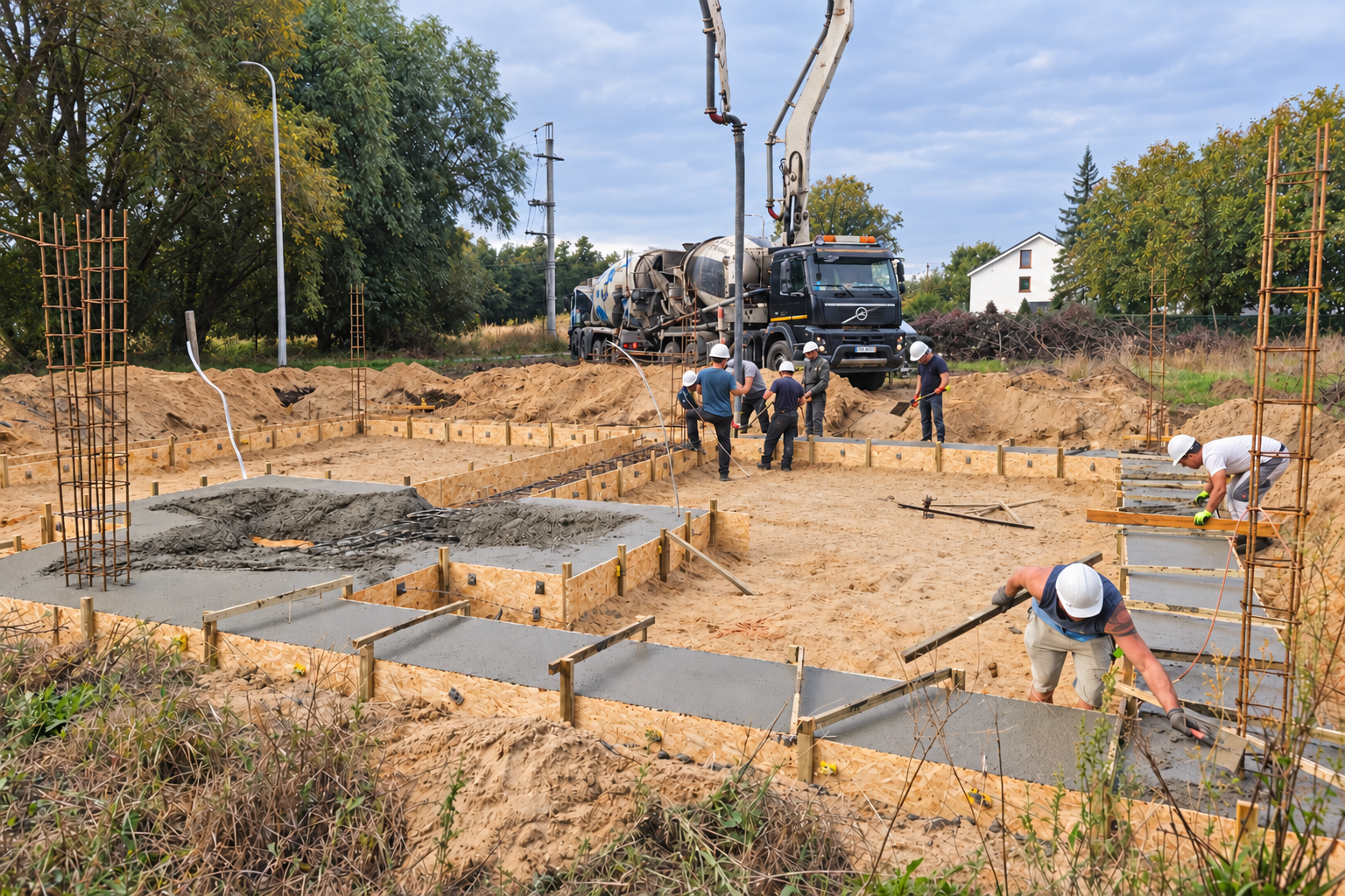 Wyrównywanie powierzchni świeżego betonu — Green Park w Słubicach